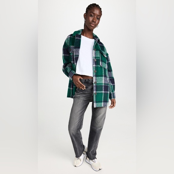 ✨AVEC LES FILLES✨Plaid Felt Shirt Jacket - Picture 3 of 12